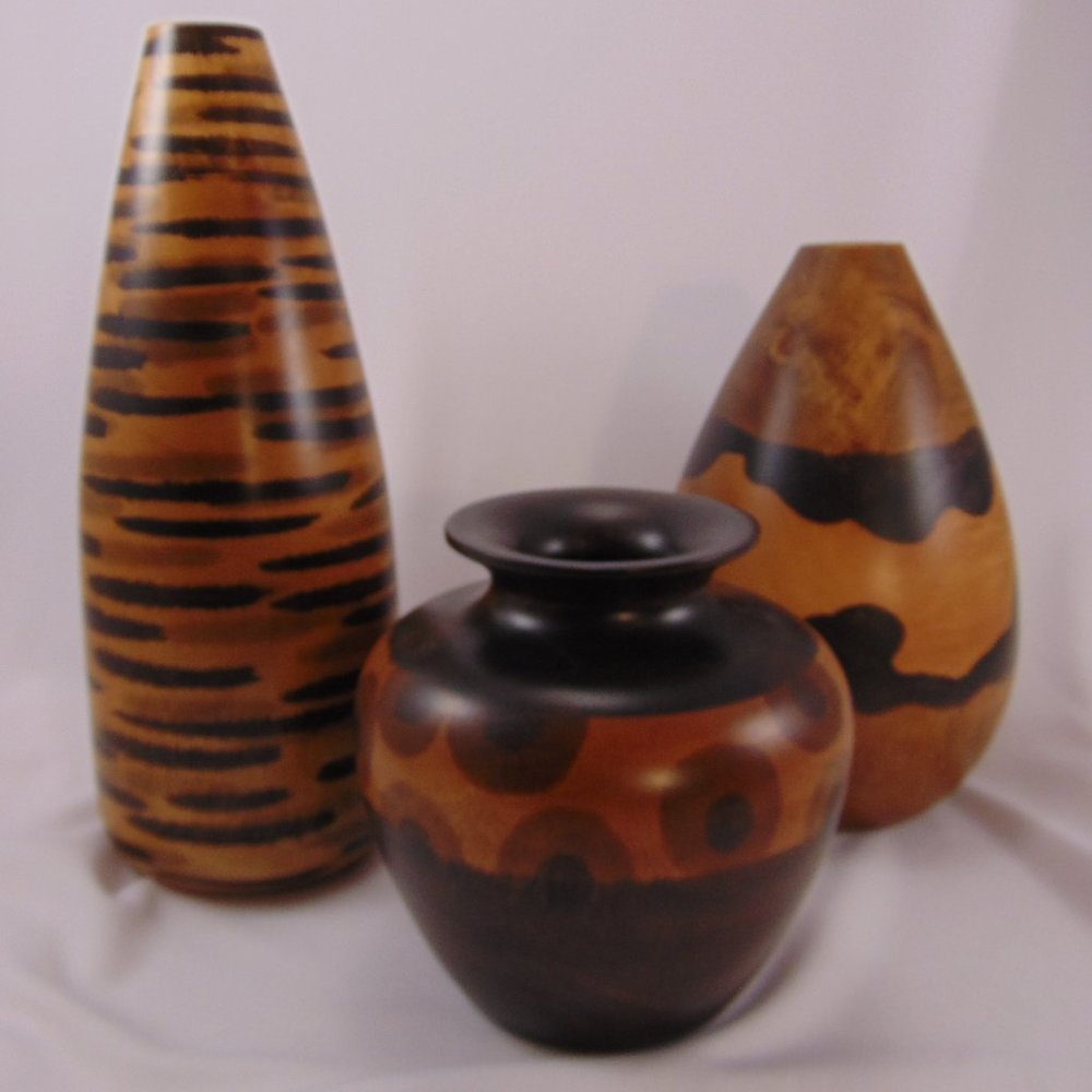 Wooden Vases - Three Piece Set